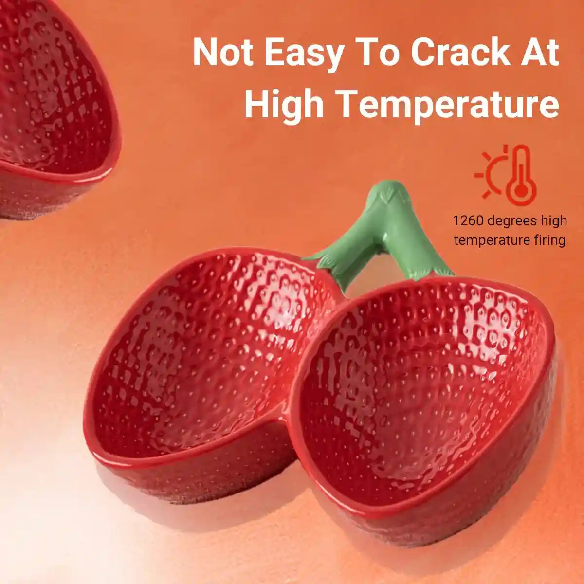 Strawberry Shaped Ceramic Pet Bowl for Cats and Small Dogs