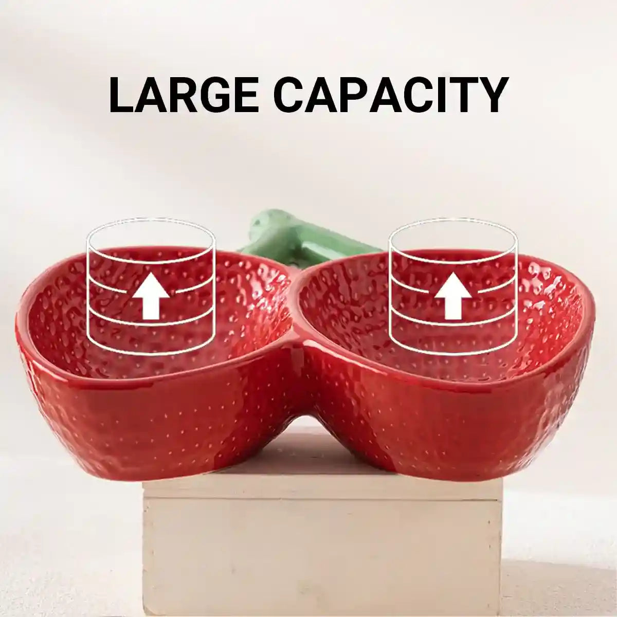 Strawberry Shaped Ceramic Pet Bowl for Cats and Small Dogs