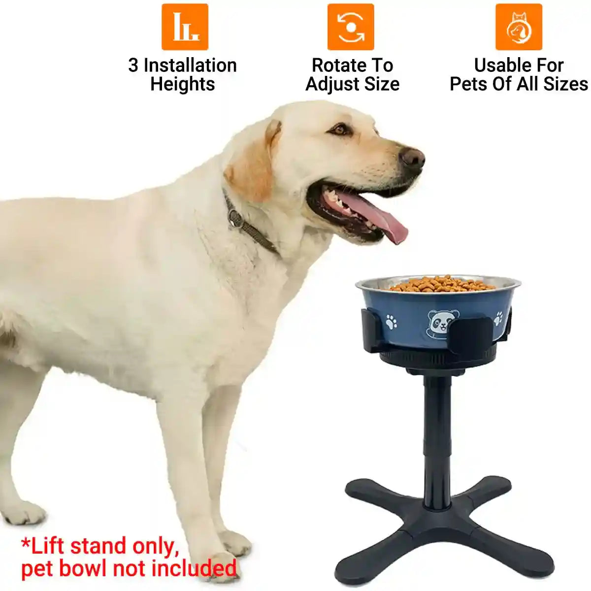 Adjustable Dog Bowl Stand with 3 Heights and Tilt