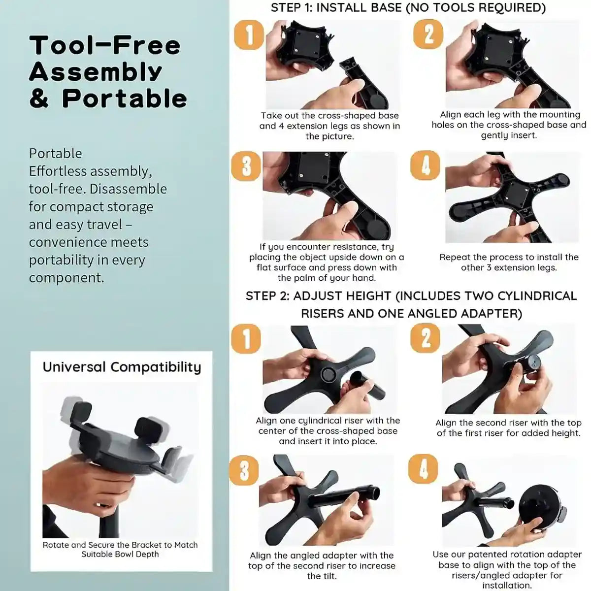 Adjustable Dog Bowl Stand with 3 Heights and Tilt