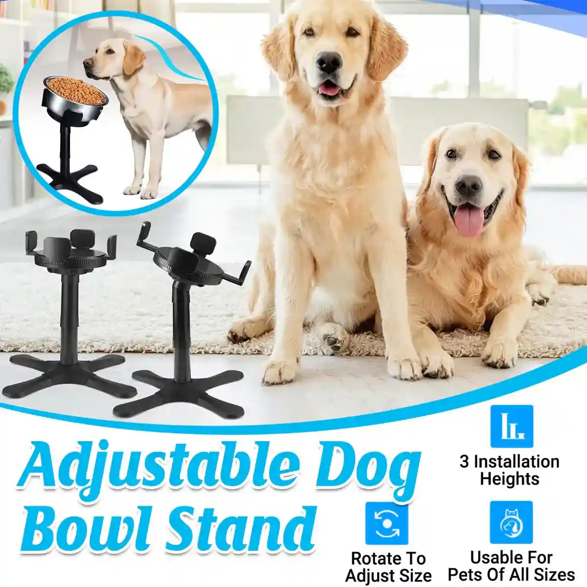 Adjustable Dog Bowl Stand with 3 Heights and Tilt