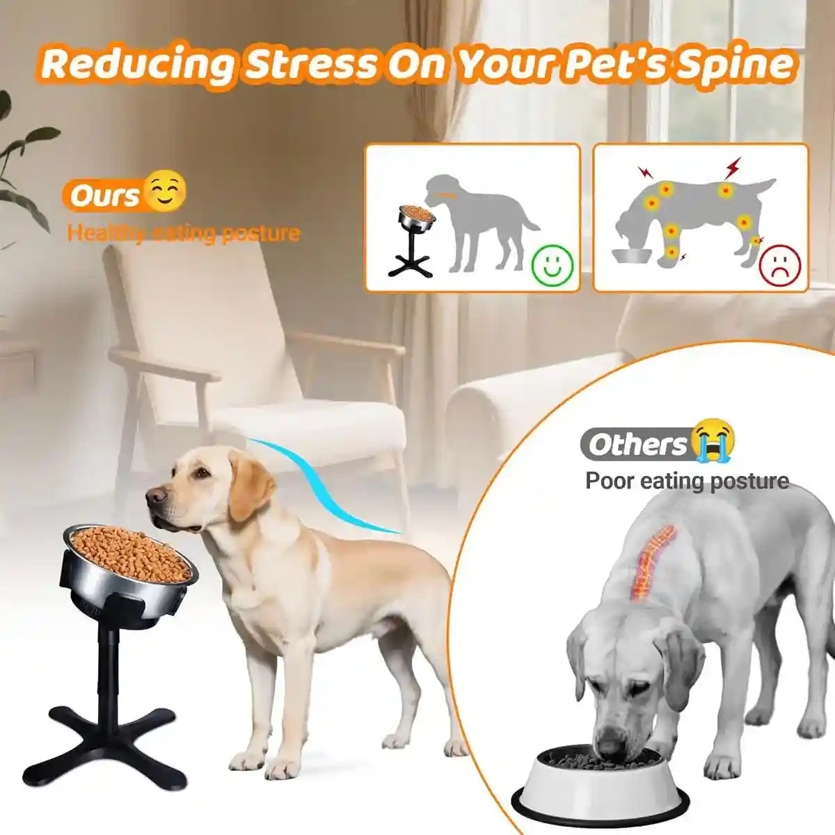 Adjustable Dog Bowl Stand with 3 Heights and Tilt