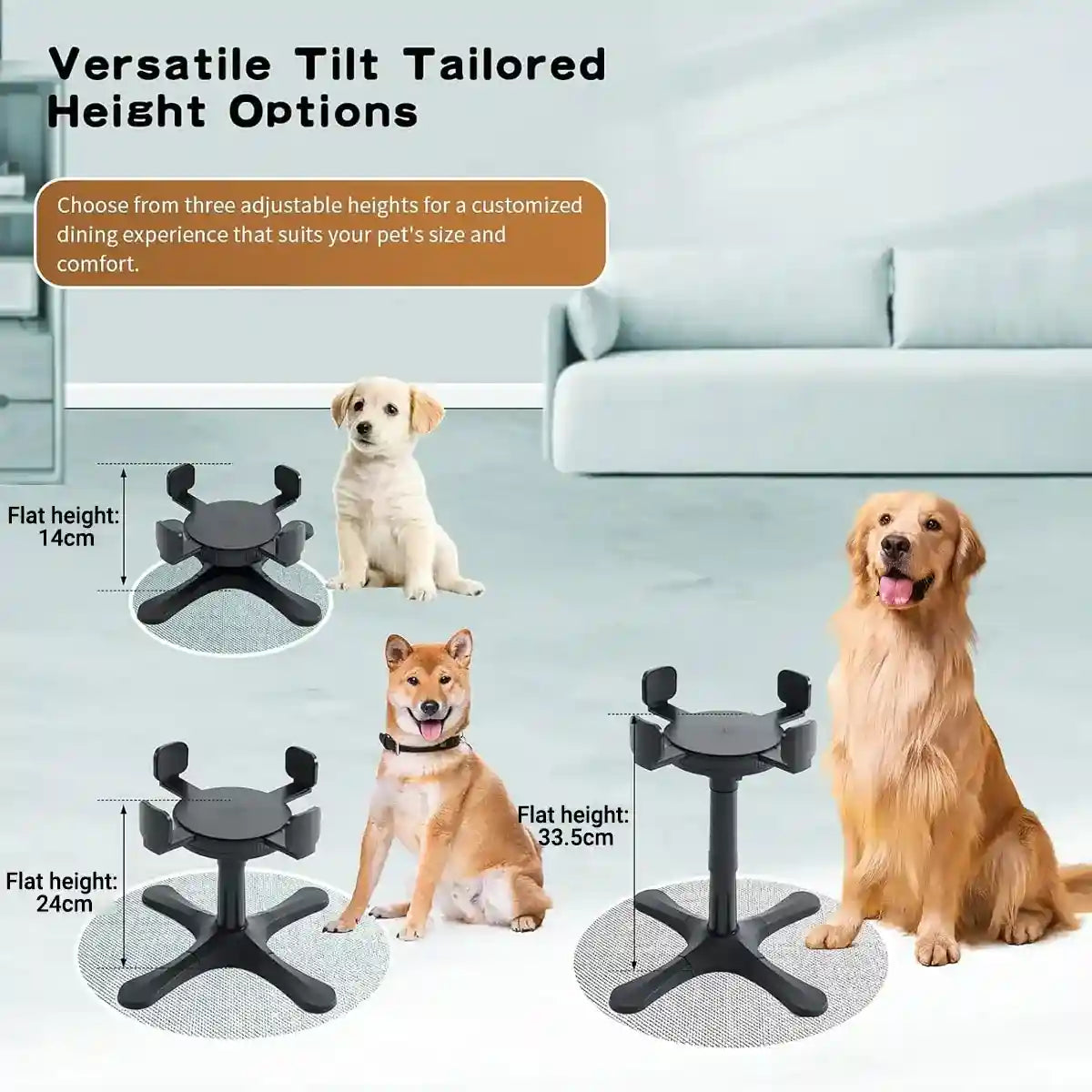 Adjustable Dog Bowl Stand with 3 Heights and Tilt