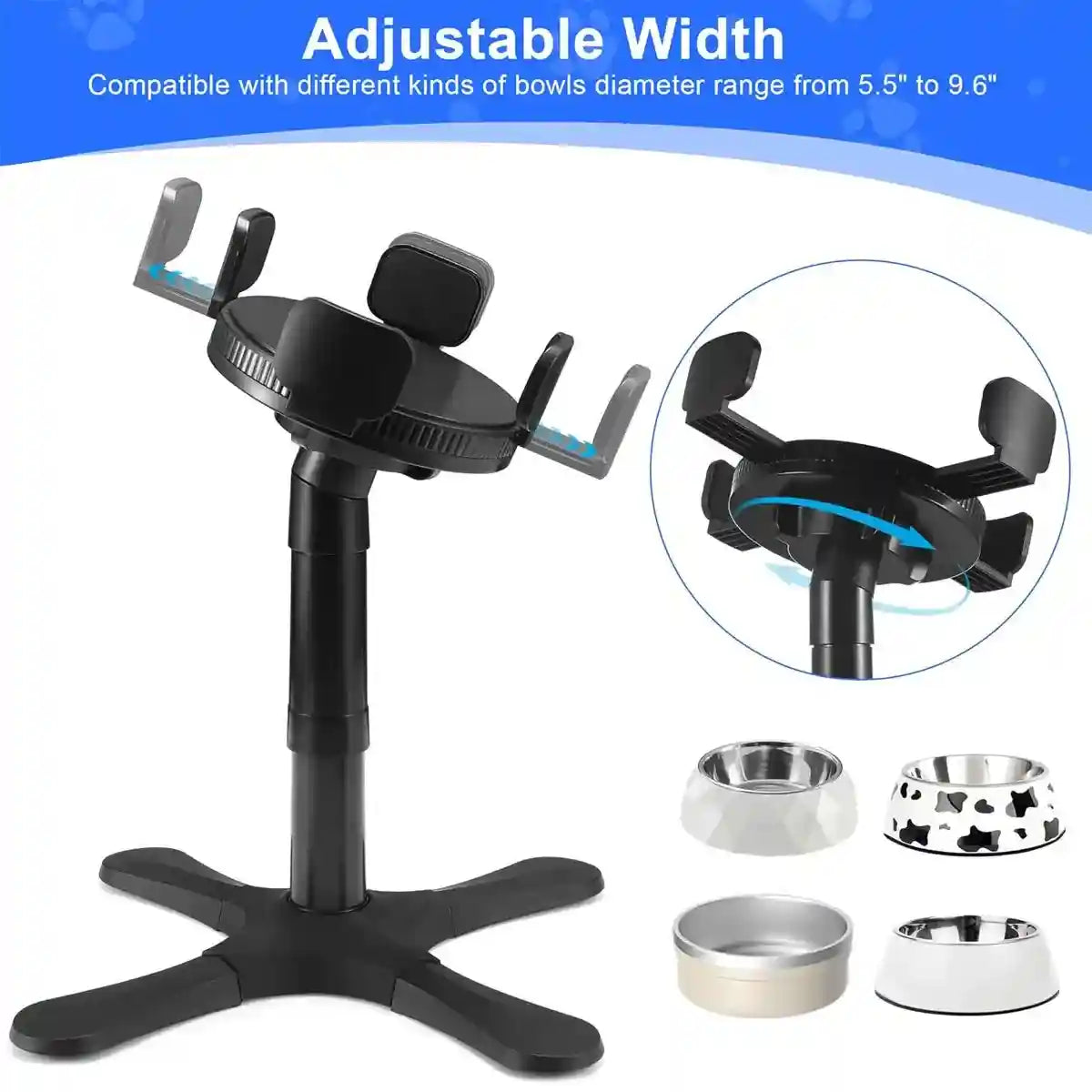 Adjustable Dog Bowl Stand with 3 Heights and Tilt