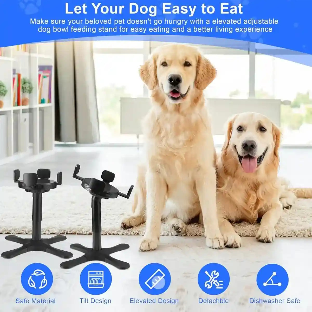 Adjustable Dog Bowl Stand with 3 Heights and Tilt