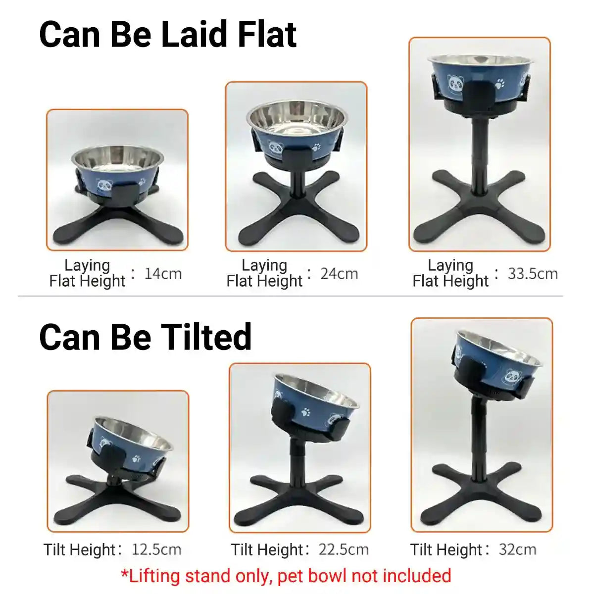 Adjustable Dog Bowl Stand with 3 Heights and Tilt