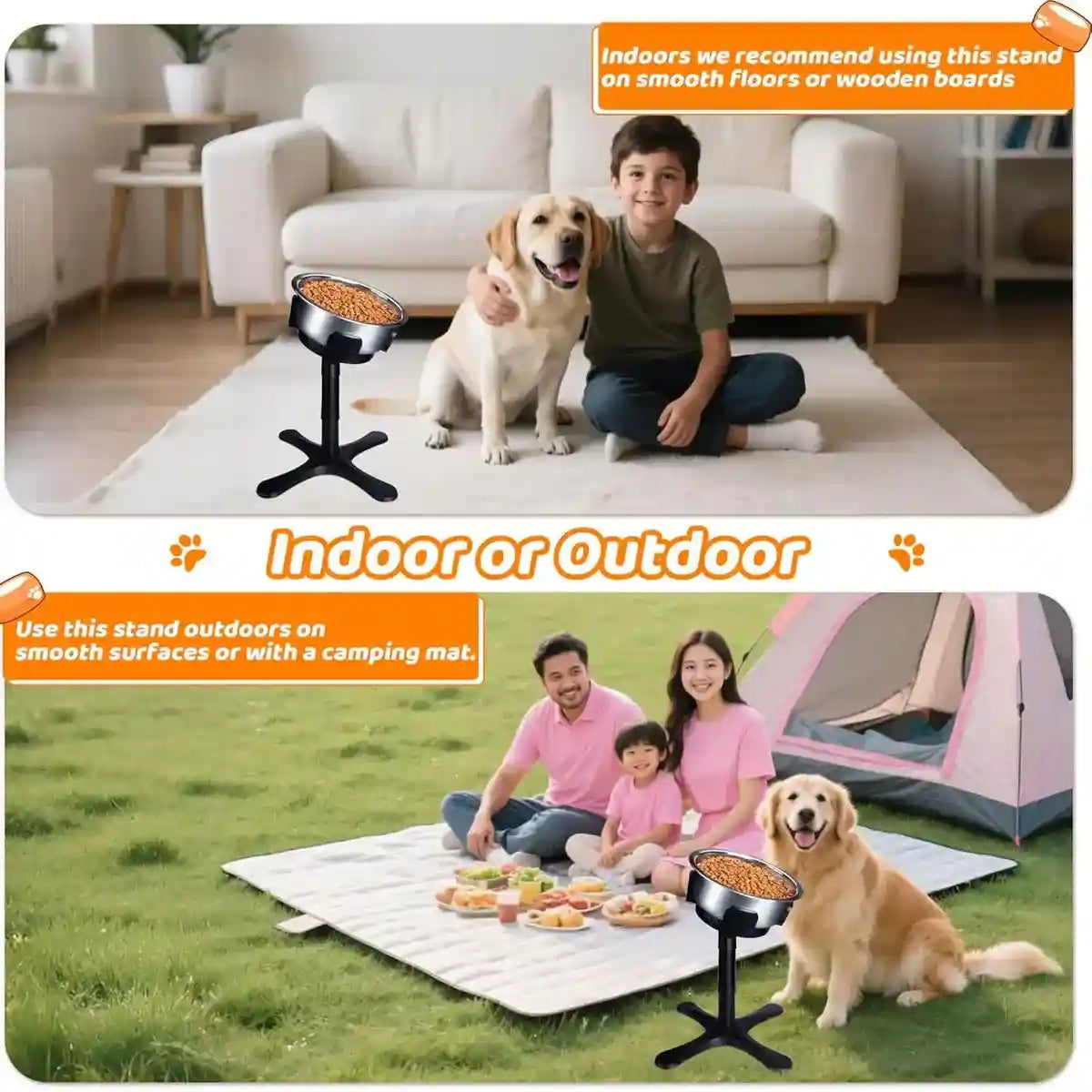 Adjustable Dog Bowl Stand with 3 Heights and Tilt