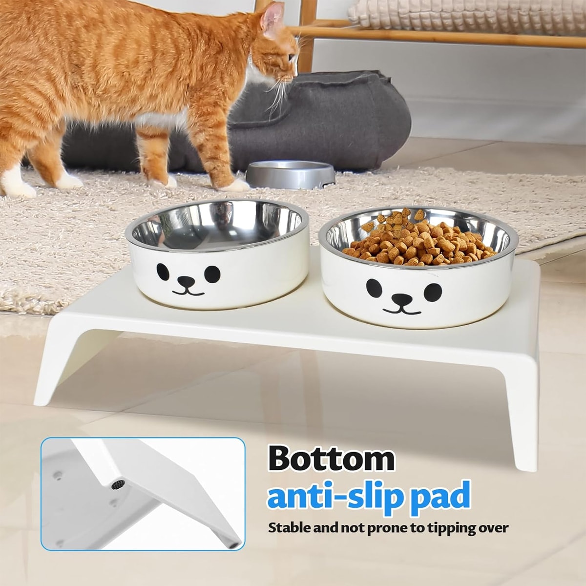 Elevated Dual Pet Bowls with Stand for Cats & Dogs
