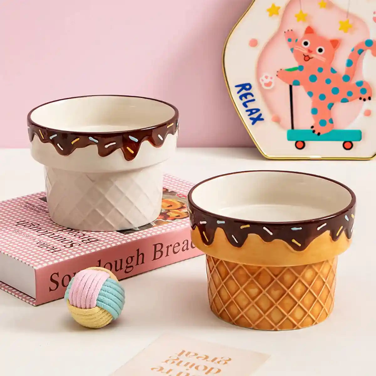Creative Ice Cream Ceramic Pet Bowl