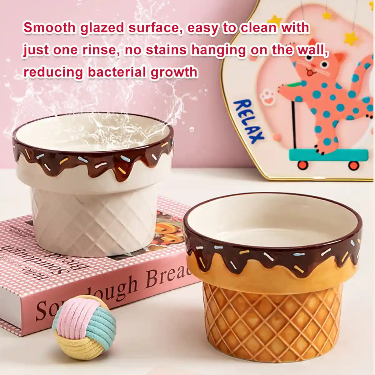 Creative Ice Cream Ceramic Pet Bowl