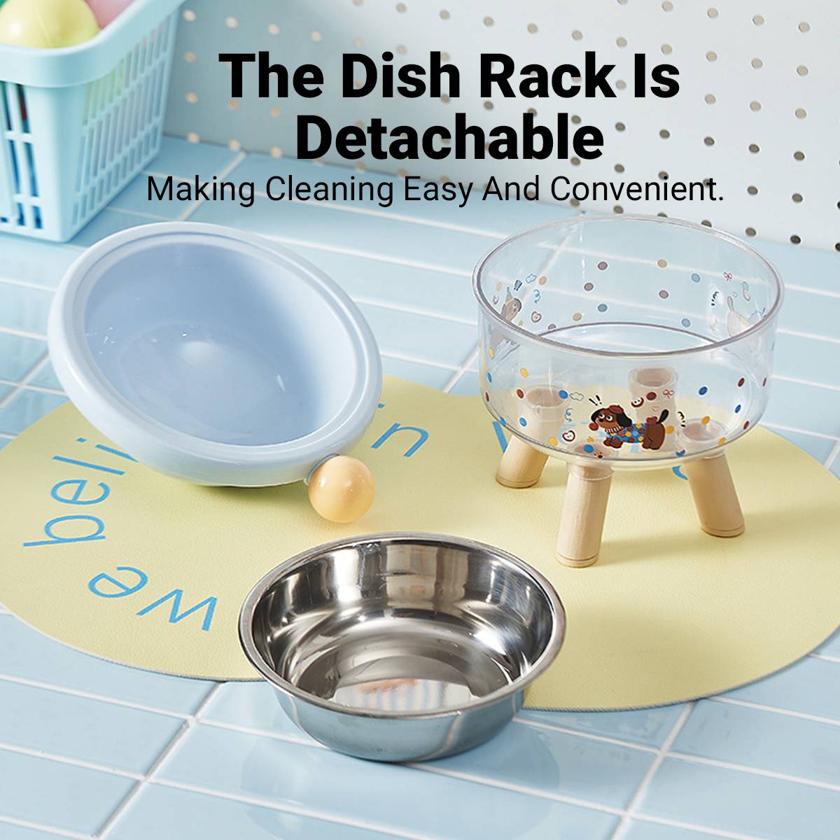 Elevated Pet Bowl Detachable Stainless Steel Feeding Bowl
