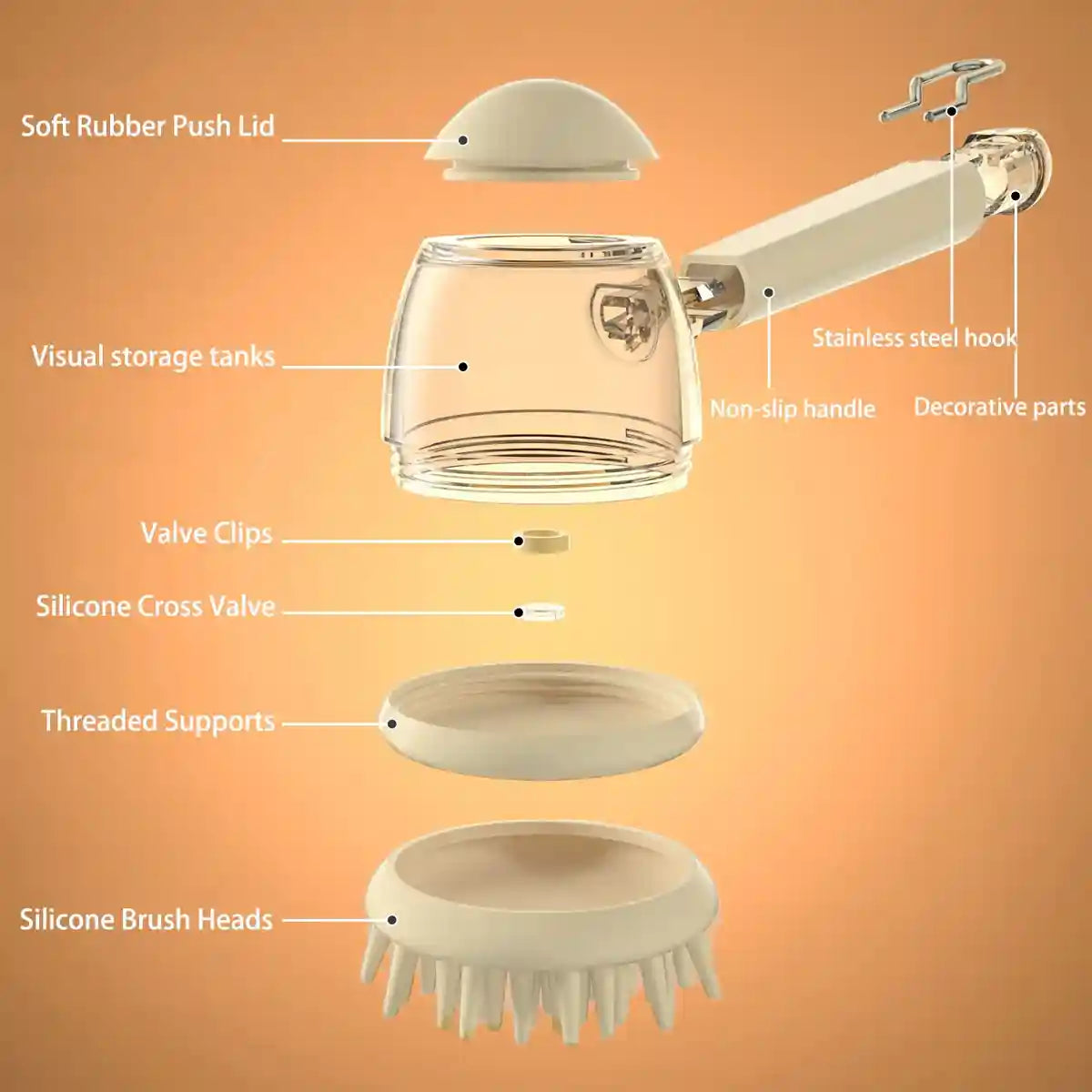 Pet Bath Brush Dog Massage Brush Press to Dispense Liquid Pet Grooming Tools