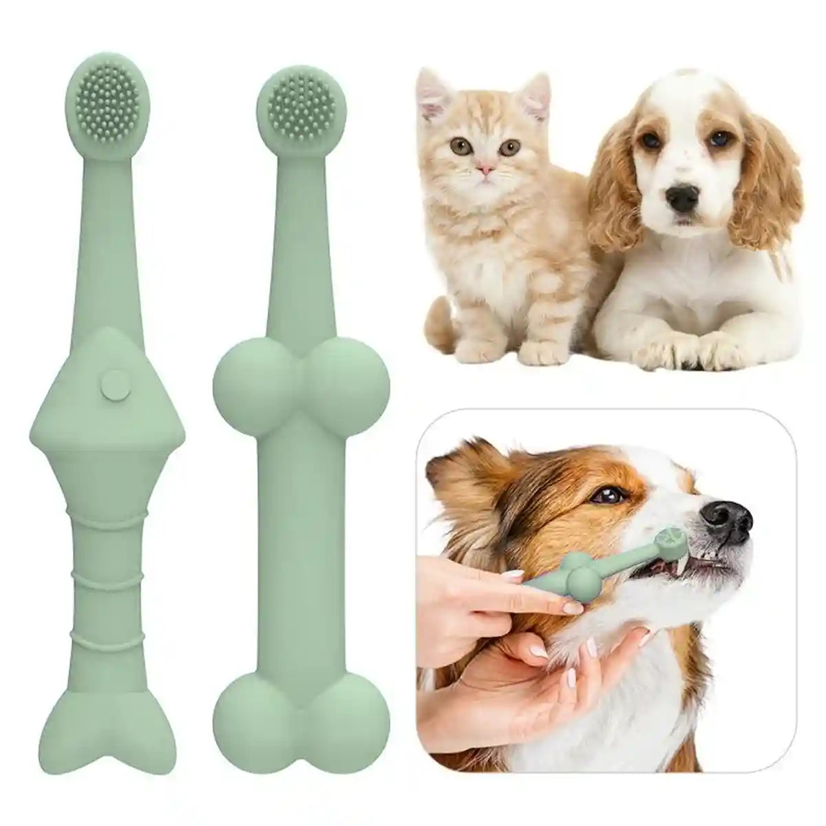 Silicone Pet Toothbrush for Dogs and Cats Gentle Dental Cleaning Brush