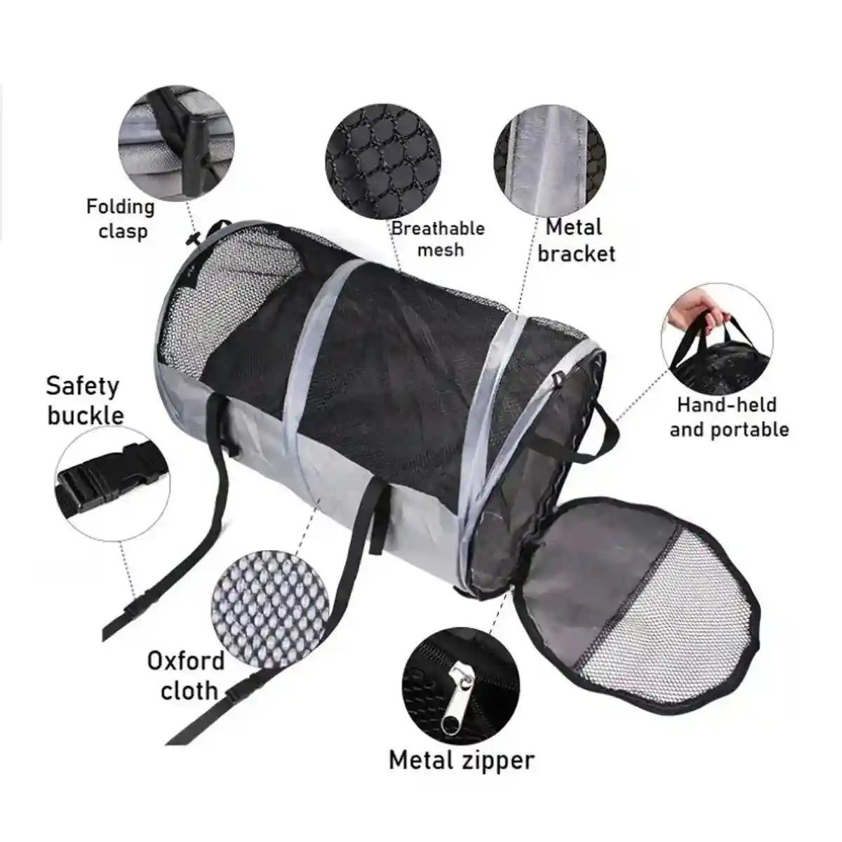 Foldable Pet Carrier with Mesh Panels Ideal Dog Travel Bag for Car and Outdoor Use