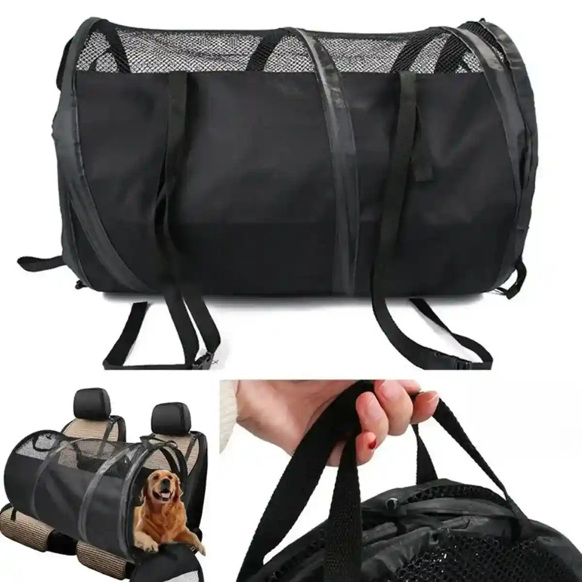 Foldable Pet Carrier with Mesh Panels Ideal Dog Travel Bag for Car and Outdoor Use