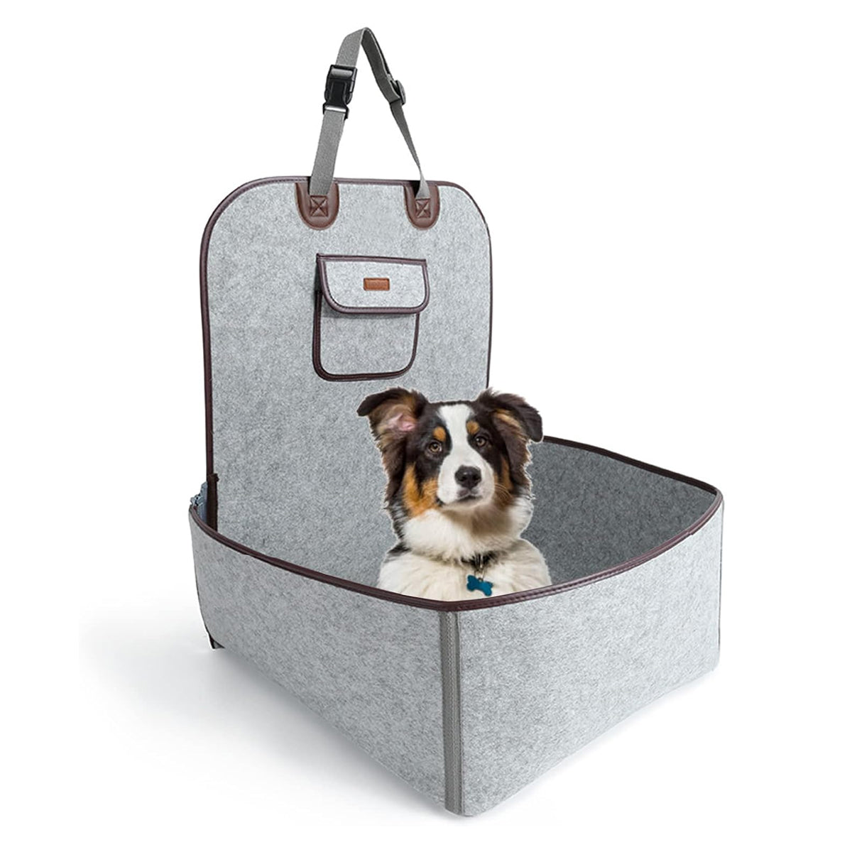 2-in-1 Portable Dog Car Seat with Adjustable Straps and Side Pocket