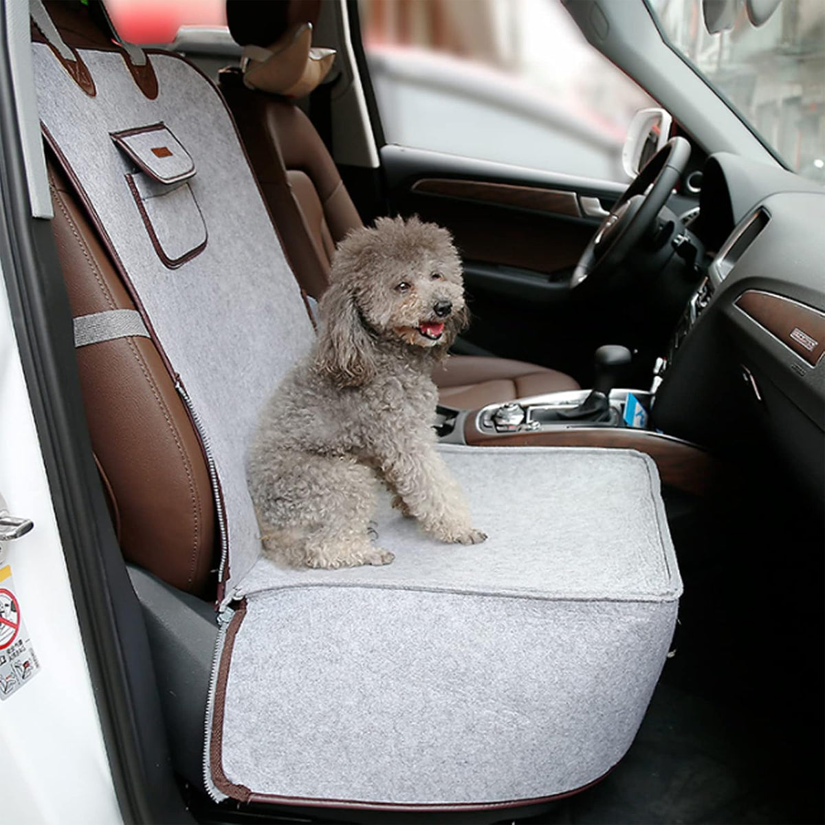 2-in-1 Portable Dog Car Seat with Adjustable Straps and Side Pocket