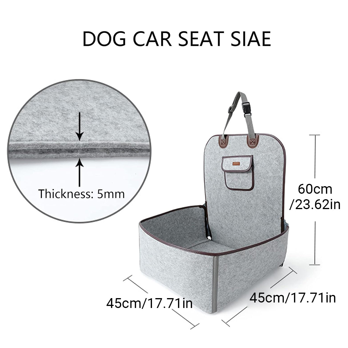 2-in-1 Portable Dog Car Seat with Adjustable Straps and Side Pocket