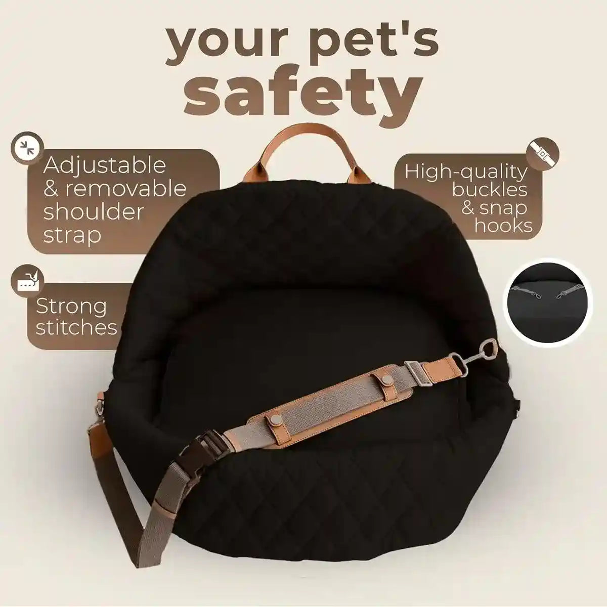 3-in-1 Dog Carrier Bag for Travel Car Seat Pet Bed & Portable Carrier