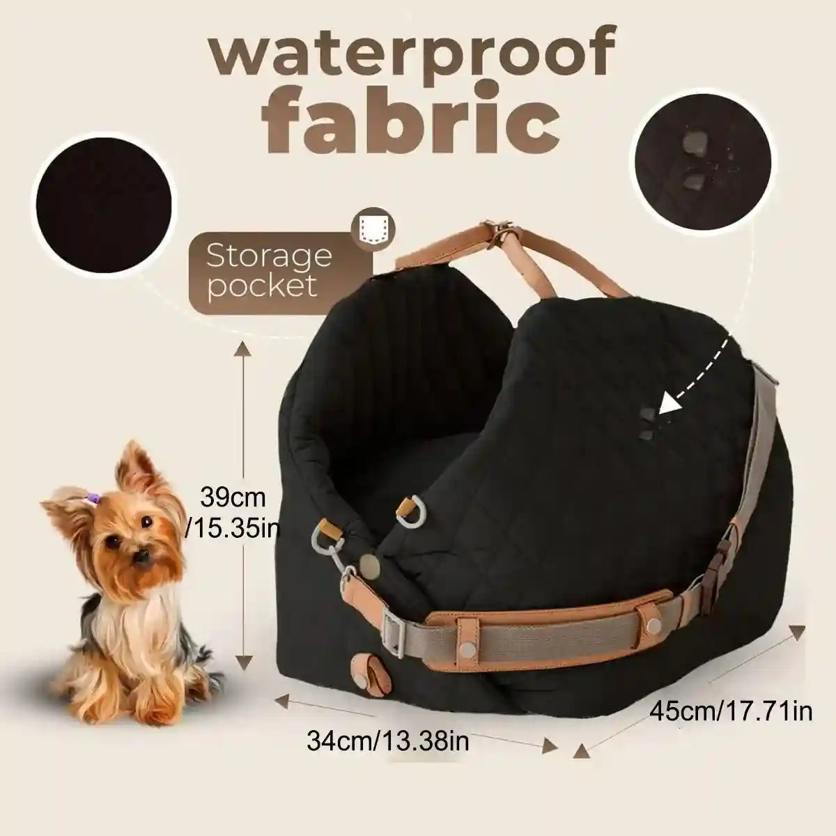 3-in-1 Dog Carrier Bag for Travel Car Seat Pet Bed & Portable Carrier