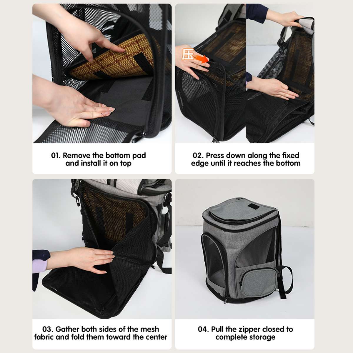 Expandable Pet Travel Backpack - Cat Carrier Bag for Small Dogs