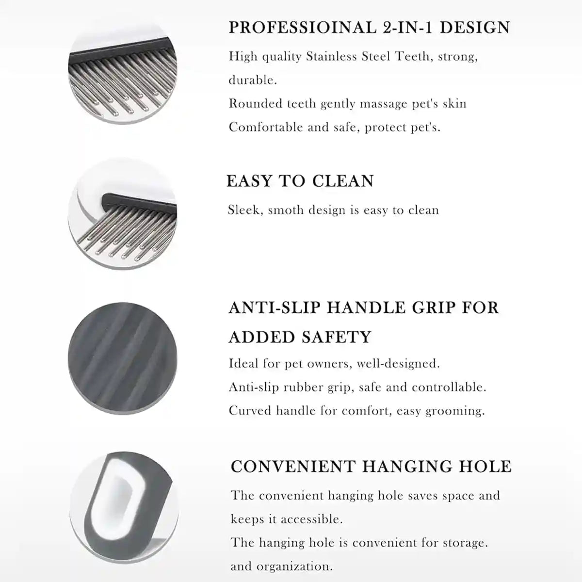 T-Shaped Pet Grooming Comb Dual Teeth Detangler for Cats & Dogs