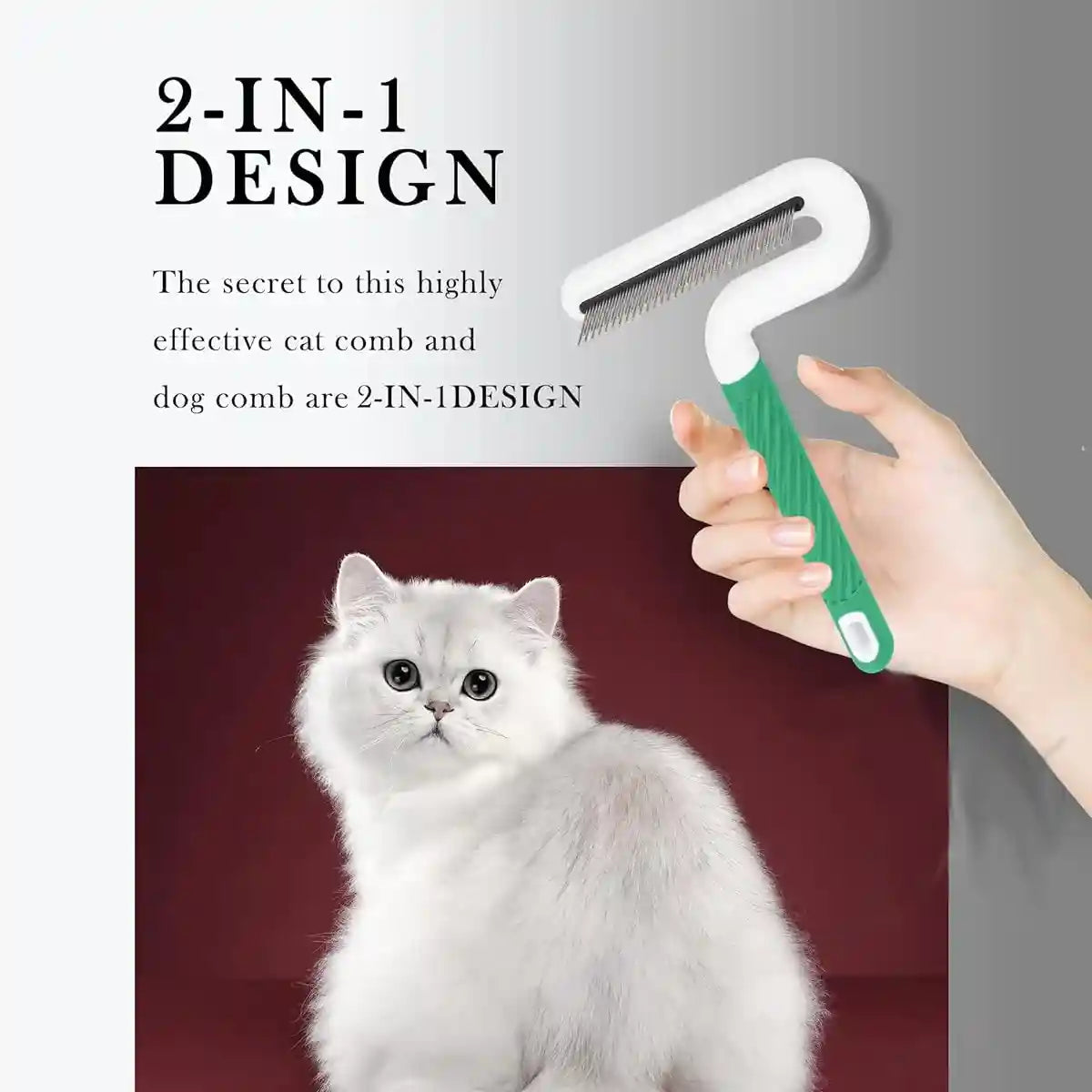 T-Shaped Pet Grooming Comb Dual Teeth Detangler for Cats & Dogs