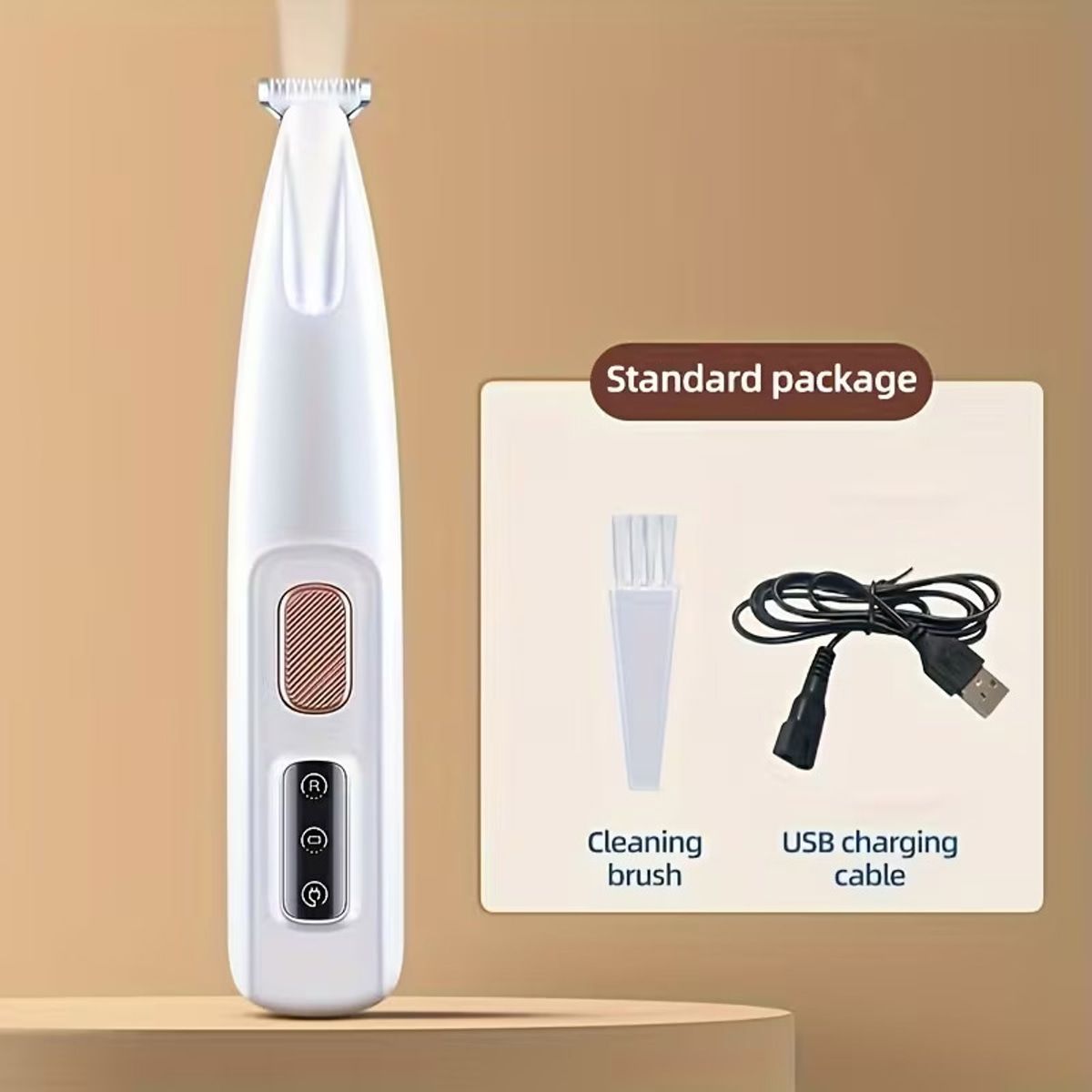 White LED Pet Paw Hair Trimmer with USB Cable