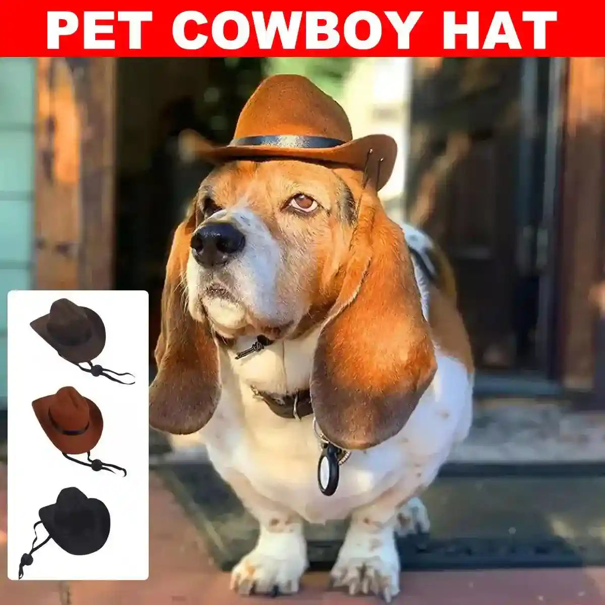 Adjustable Pet Cowboy Hat for Dogs and Cats Western Style Costume