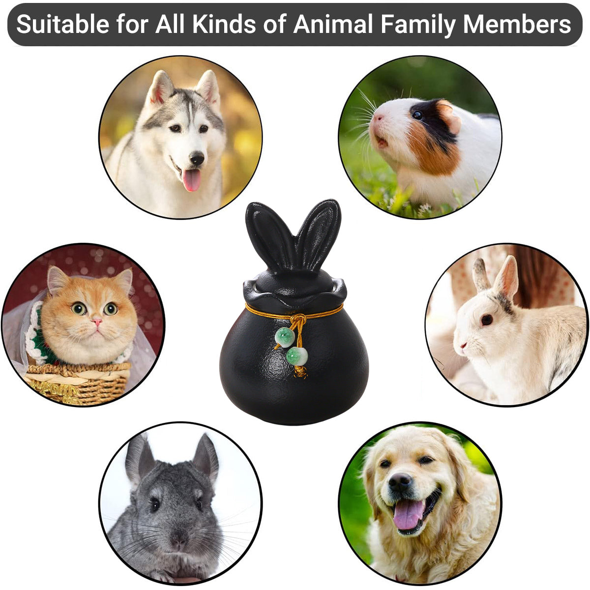 Ceramic Pet Urn Bunny Ear Memorial Keepsake