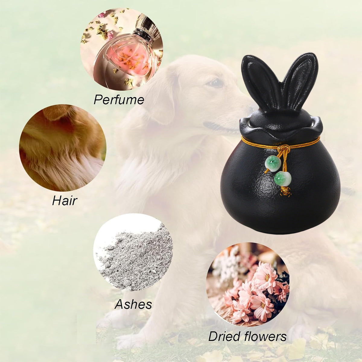 Ceramic Pet Urn Bunny Ear Memorial Keepsake