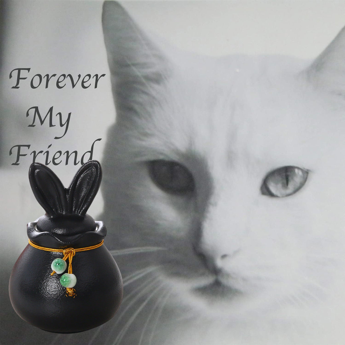 Ceramic Pet Urn Bunny Ear Memorial Keepsake