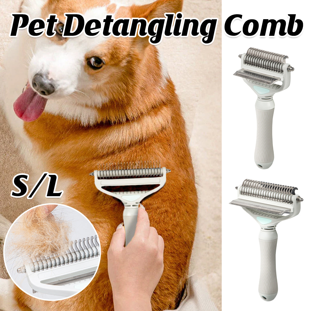 Pet Detangling Comb 2-in-1 Grooming Tool