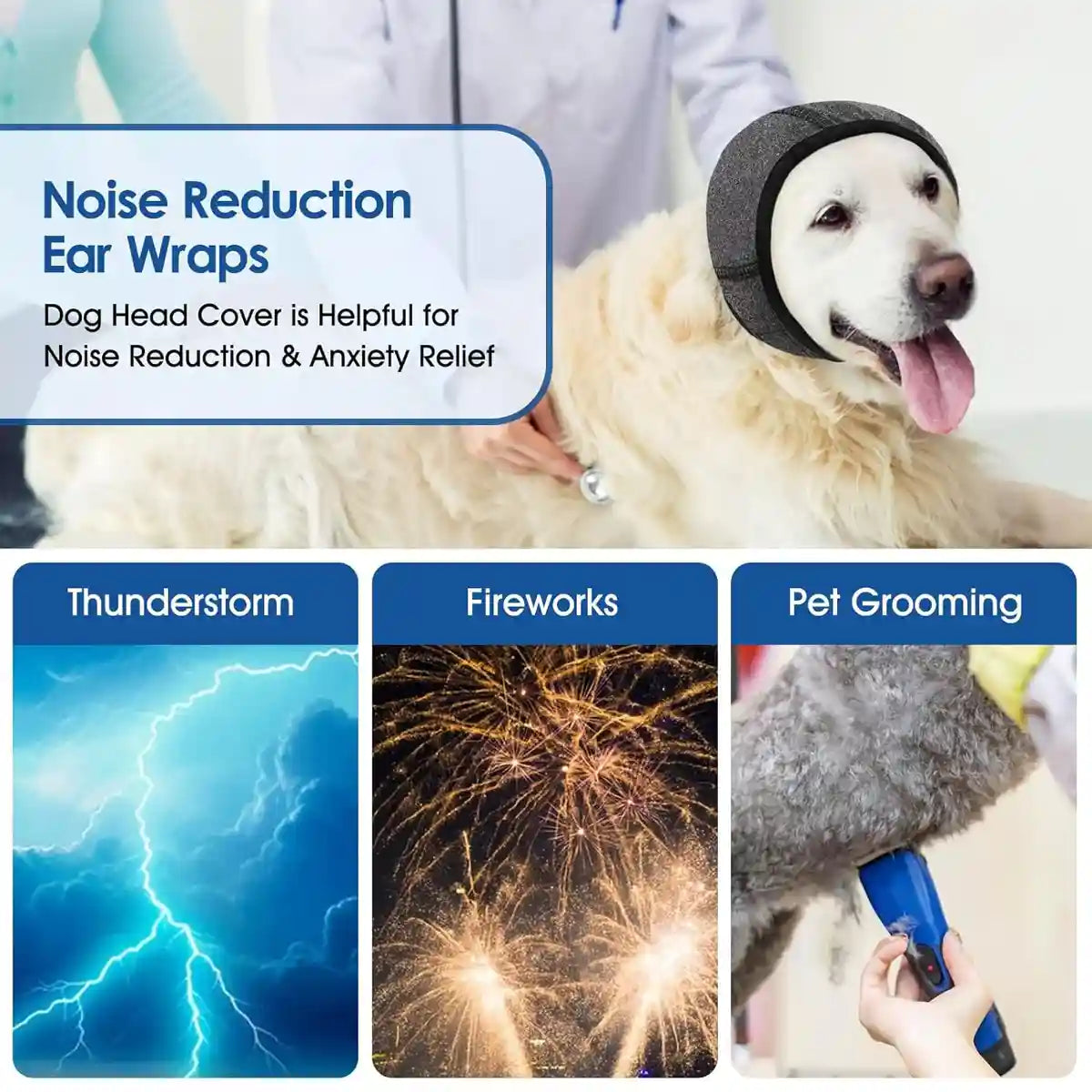 Dog Earmuffs Headgear Waterproof Noise-Reducing Comfort Hood