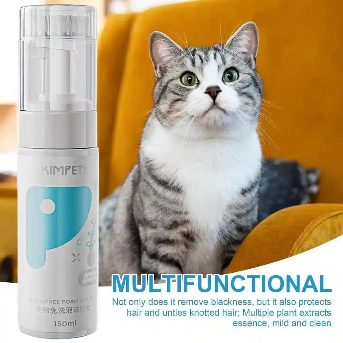 Pet Dry Cleaning Foam Mousse 150ml Water-Free Body Wash for Cats and Dogs