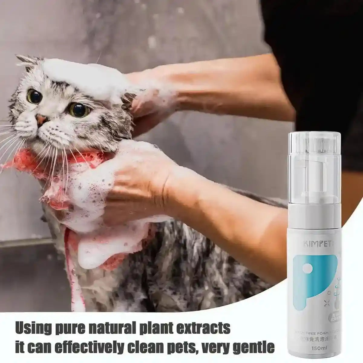 Pet Dry Cleaning Foam Mousse 150ml Water-Free Body Wash for Cats and Dogs