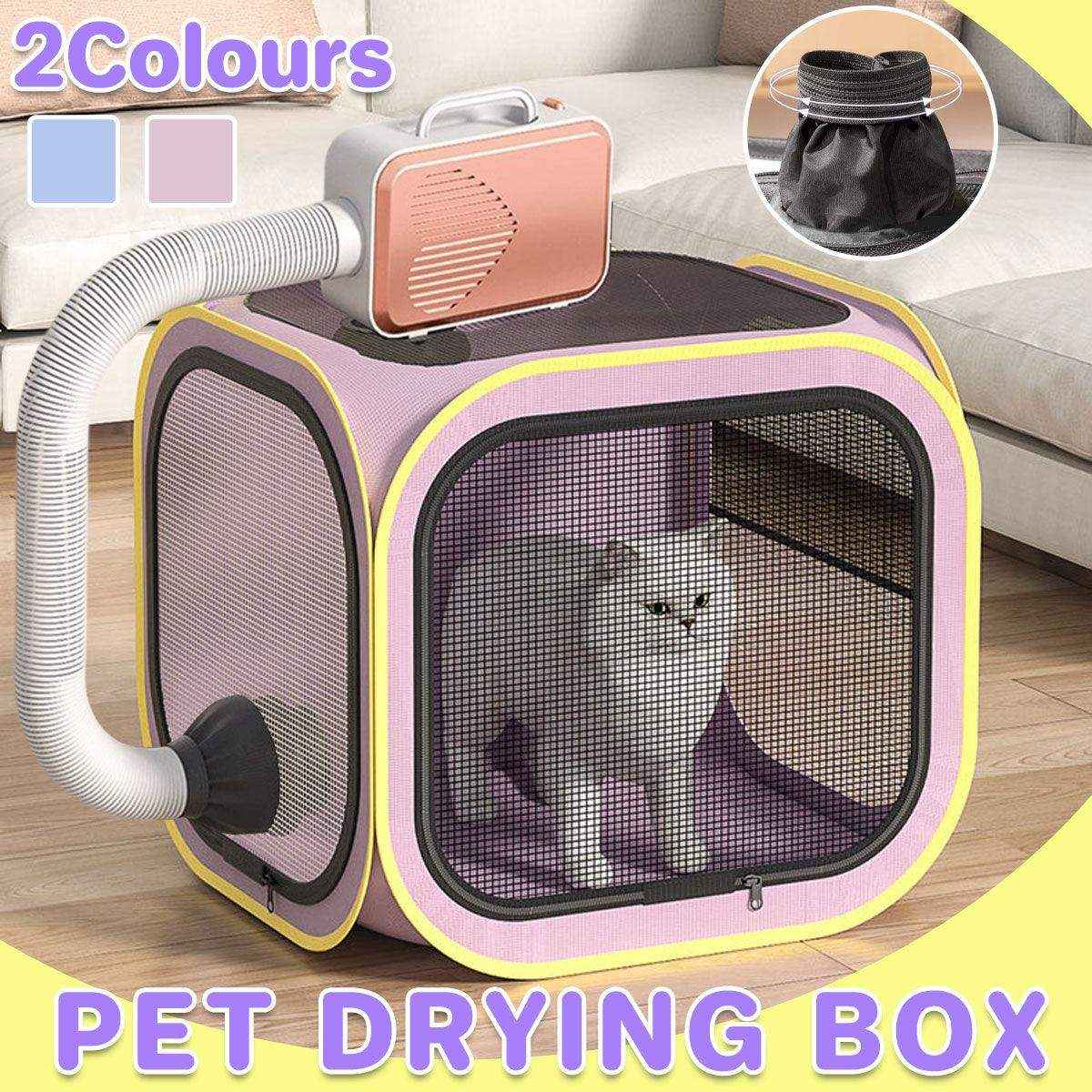 Foldable dog dryer box with mesh sides for small pets