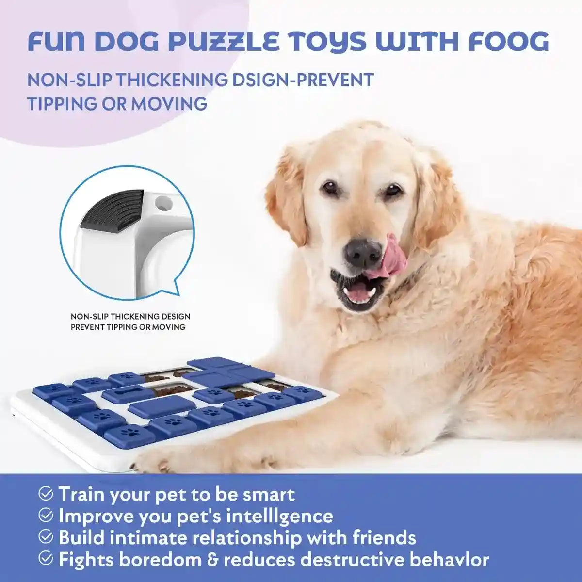 Interactive Dog Puzzle Toy Slow Feeder Brain Game for Pets