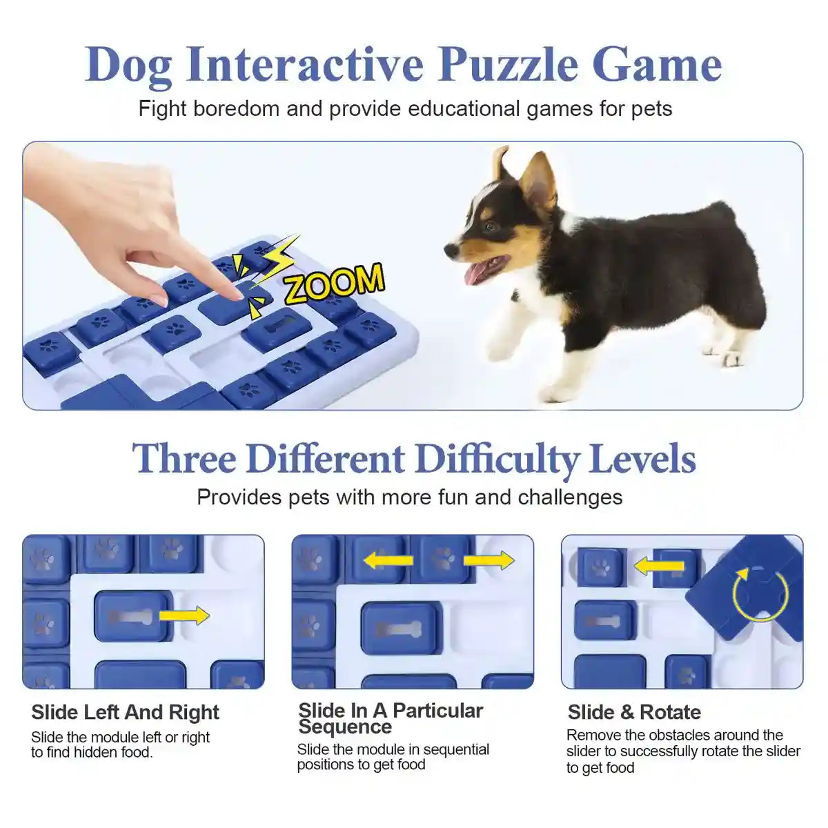 Interactive Dog Puzzle Toy Slow Feeder Brain Game for Pets