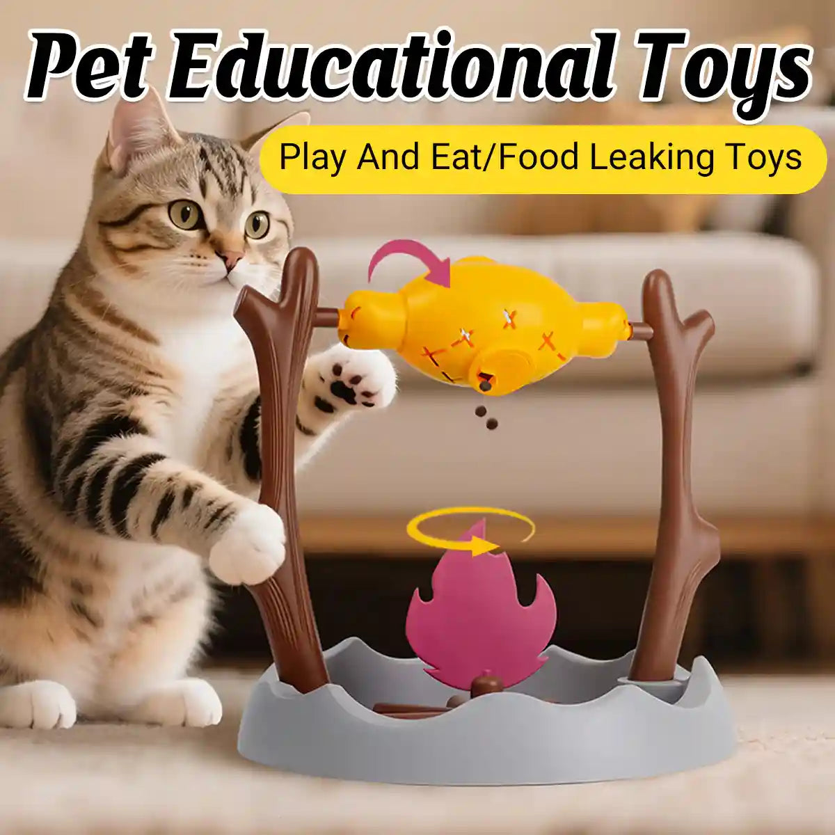 Interactive Pet Toy 360° Rotating Food Dispensing Puzzle Toy for Cats & Dogs
