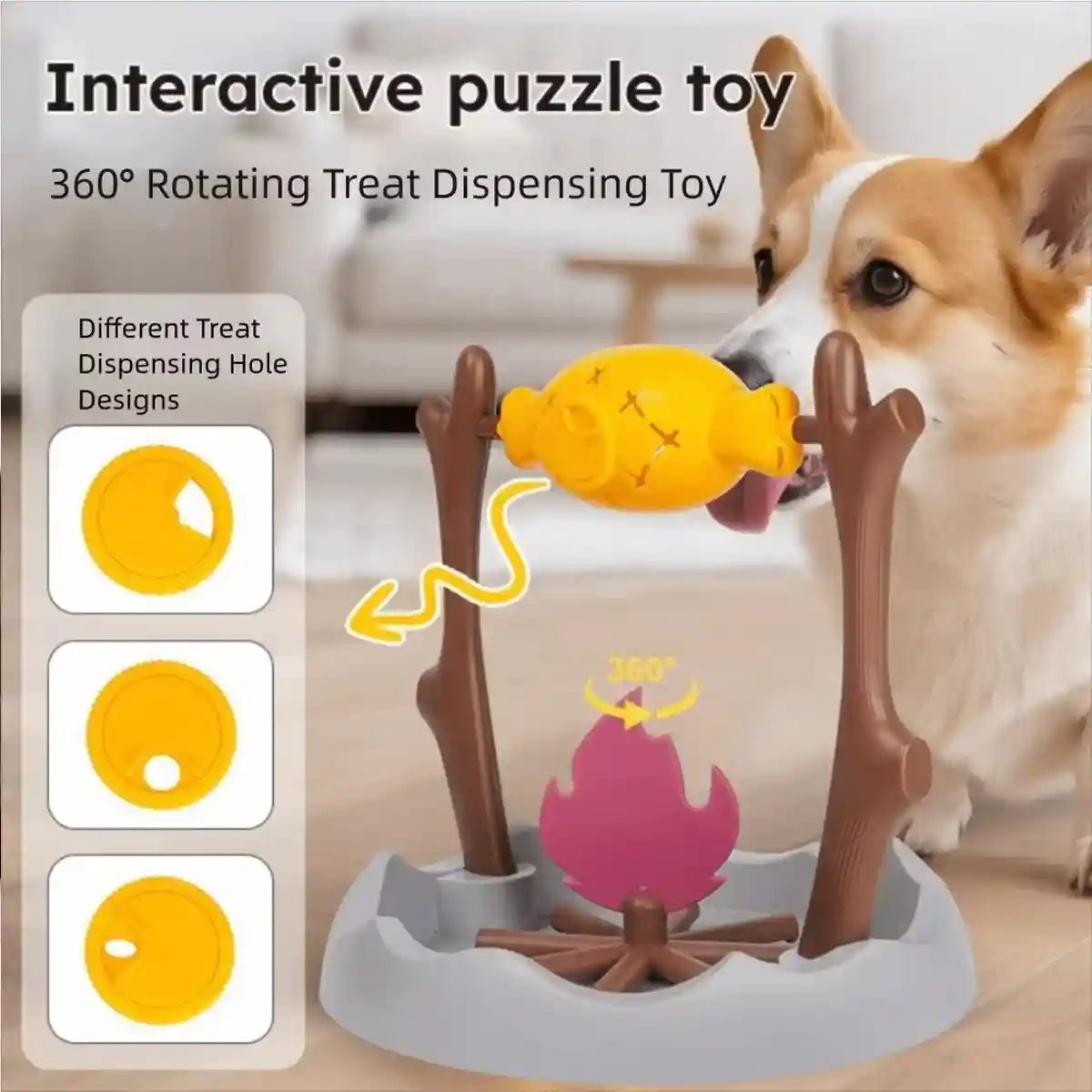 Interactive Pet Toy 360° Rotating Food Dispensing Puzzle Toy for Cats & Dogs