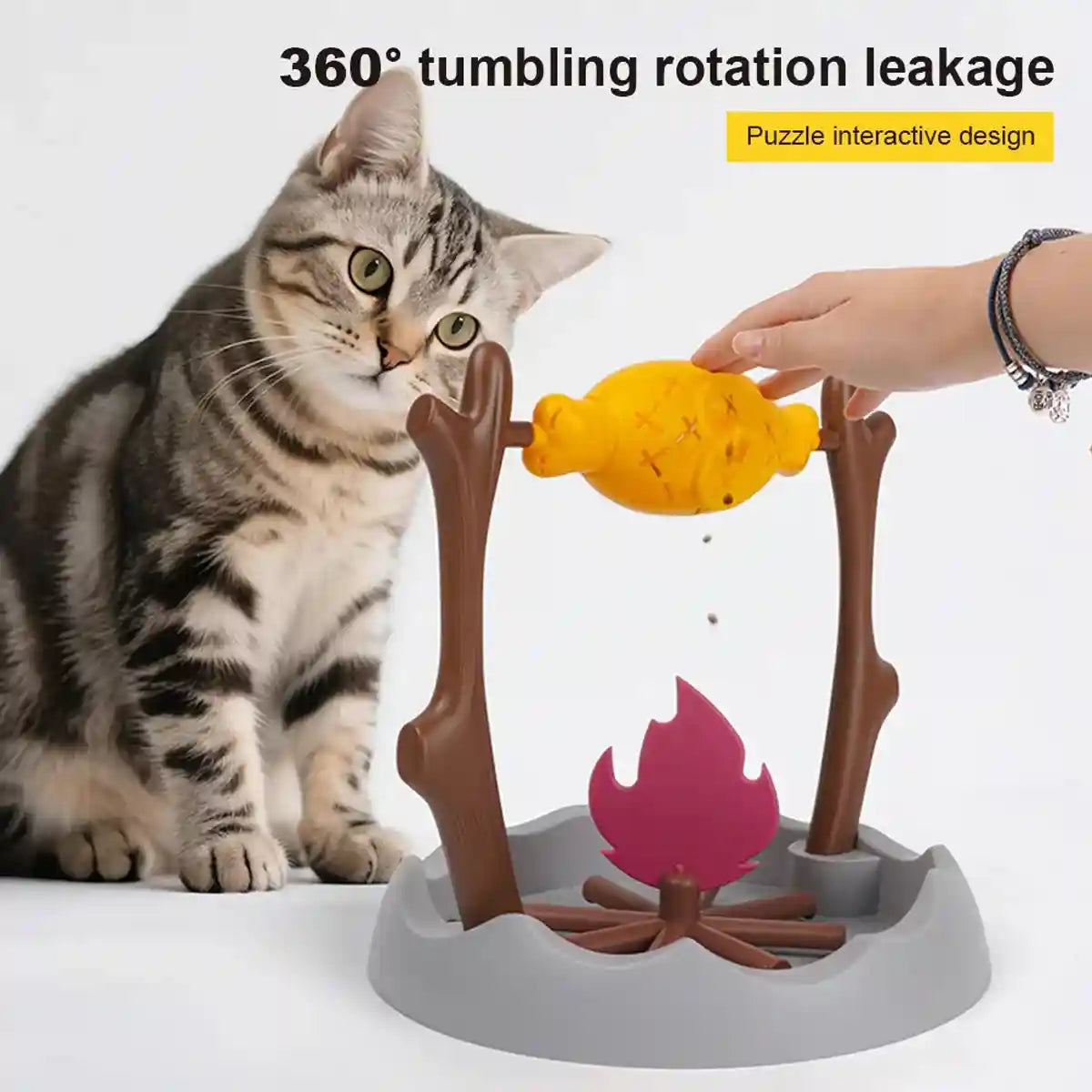 Interactive Pet Toy 360° Rotating Food Dispensing Puzzle Toy for Cats & Dogs