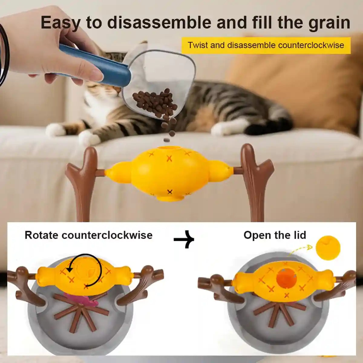 Interactive Pet Toy 360° Rotating Food Dispensing Puzzle Toy for Cats & Dogs
