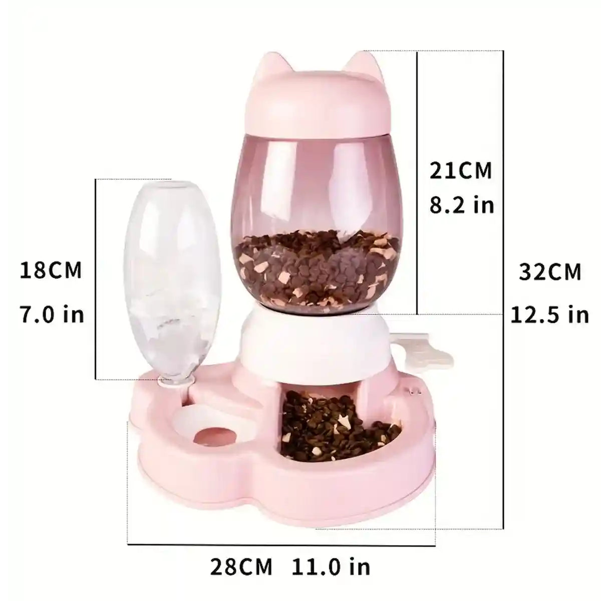 Automatic Pet Food Dispenser with Water Bottle 2.2L Feeder for Cats & Dogs