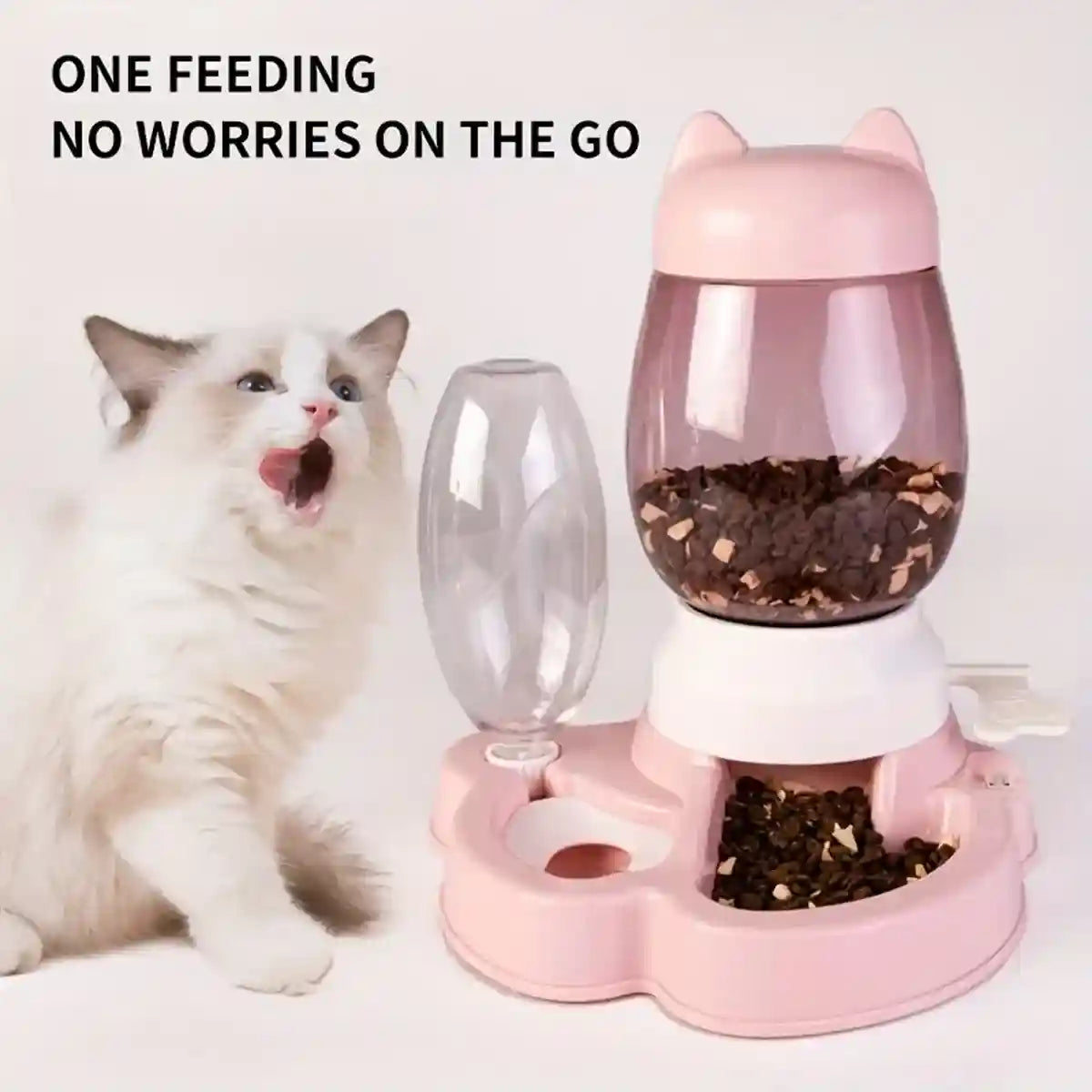 Automatic Pet Food Dispenser with Water Bottle 2.2L Feeder for Cats & Dogs