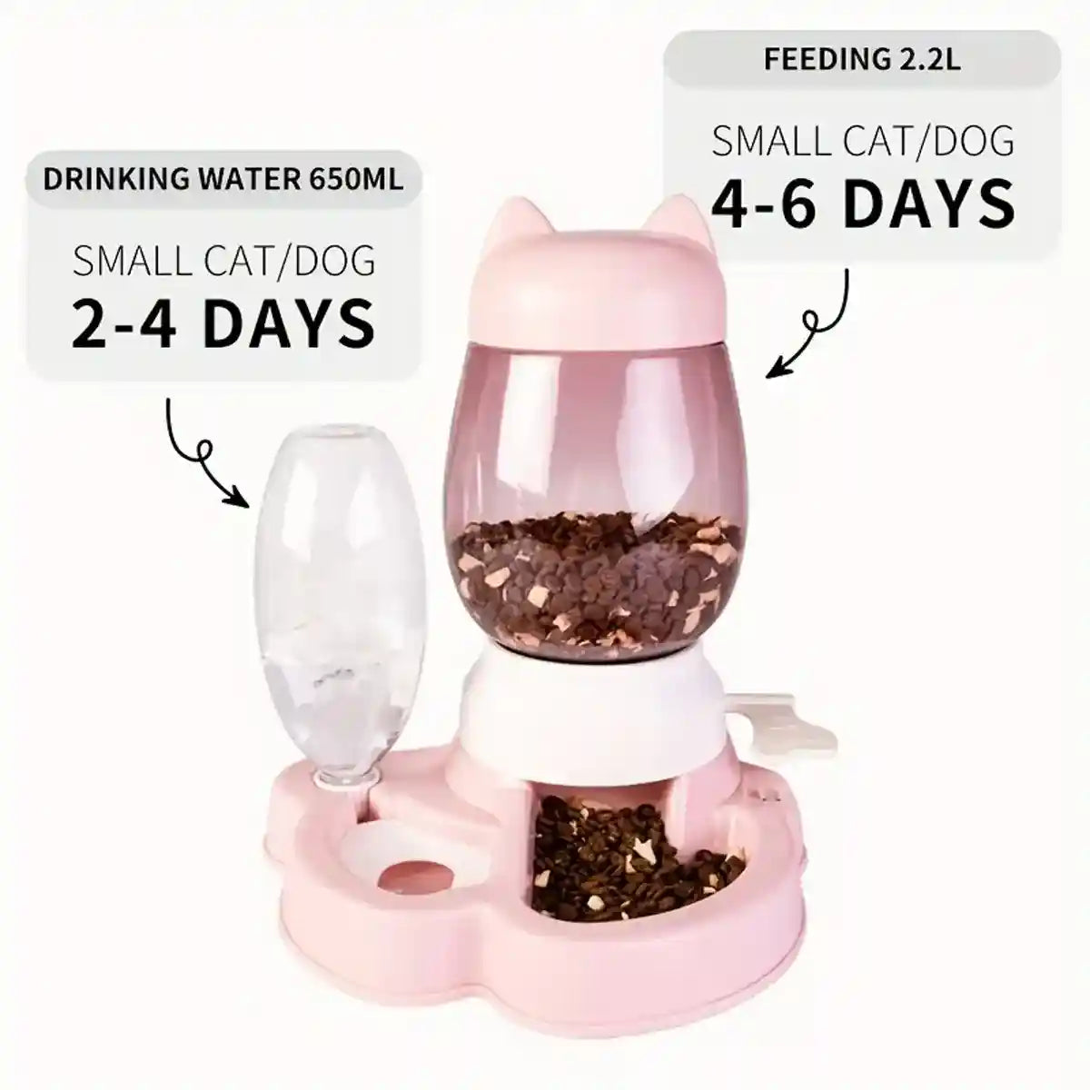 Automatic Pet Food Dispenser with Water Bottle 2.2L Feeder for Cats & Dogs