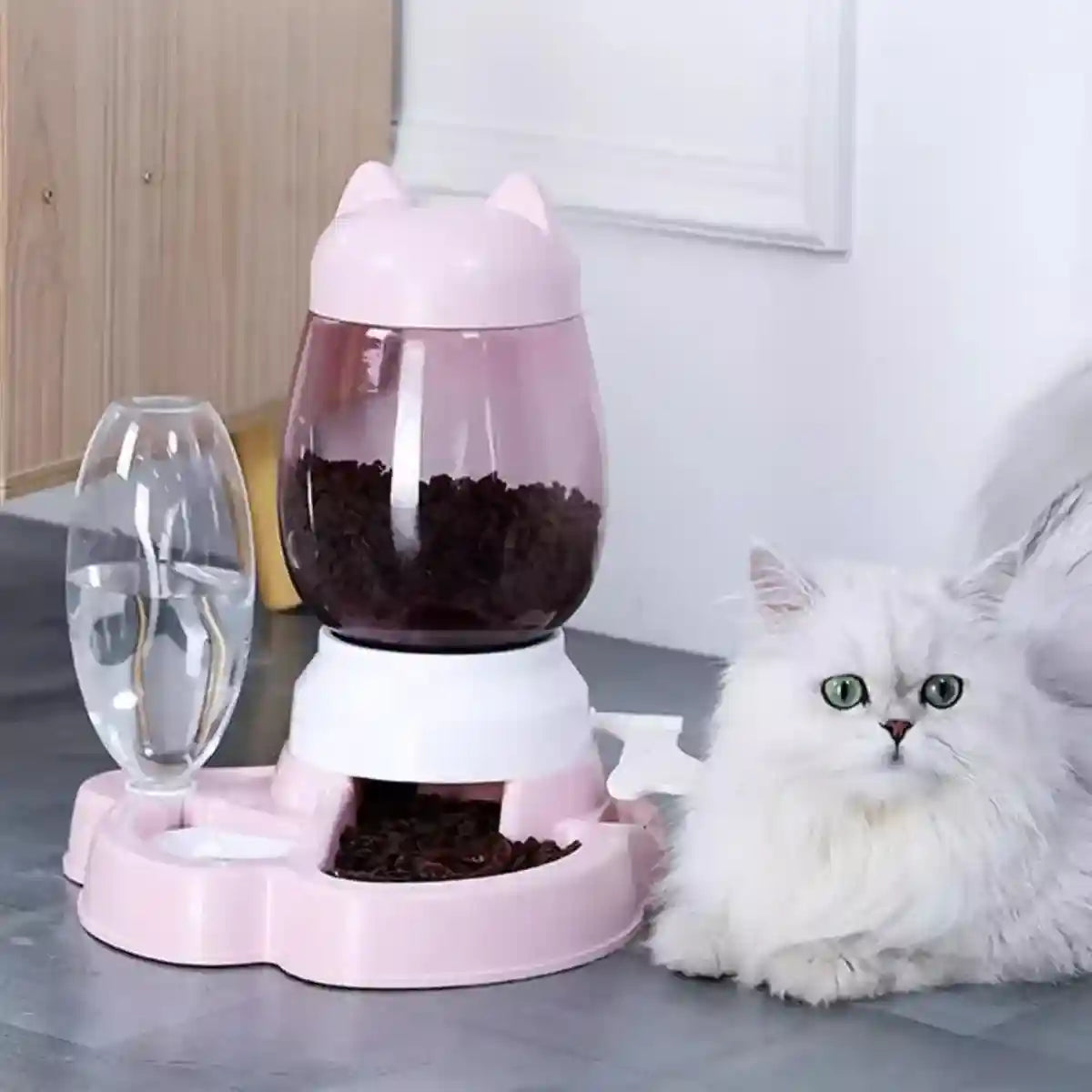 Automatic Pet Food Dispenser with Water Bottle 2.2L Feeder for Cats & Dogs