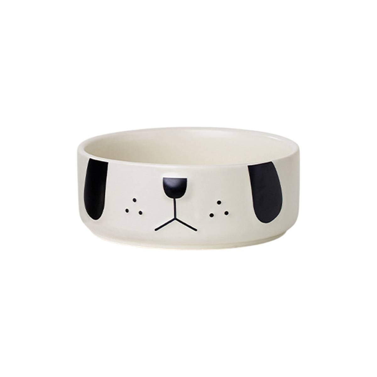 Cartoon Pug Pet Bowl - Ceramic Cat & Dog Food Dish