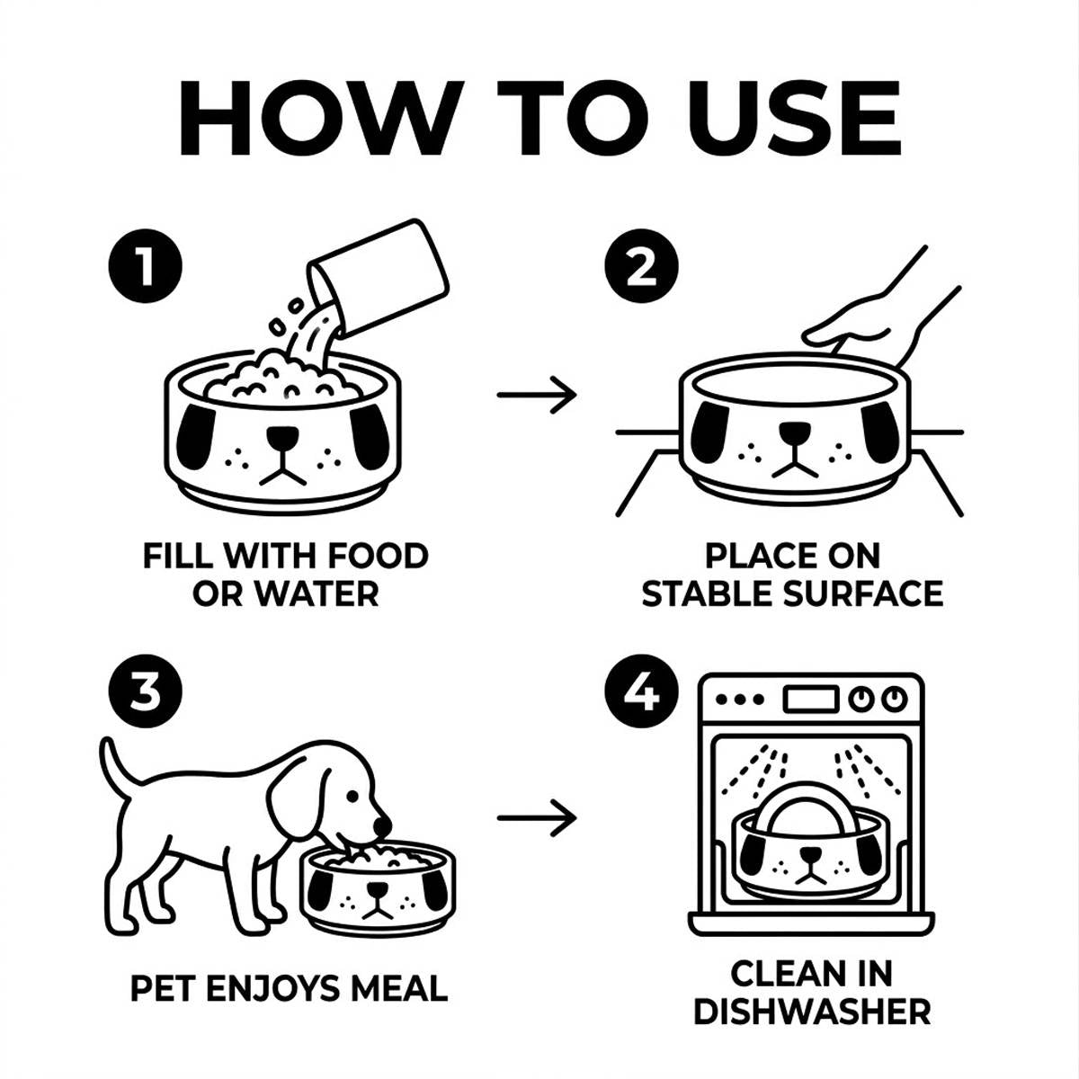 Cartoon Pug Pet Bowl - Ceramic Cat & Dog Food Dish