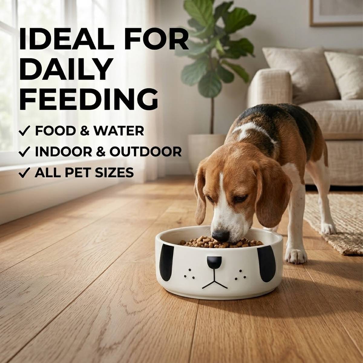 Cartoon Pug Pet Bowl - Ceramic Cat & Dog Food Dish